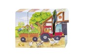 Pusselspel - Goki Wooden Block Puzzle Seasons on the Farm 12 pcs. Block - 57839