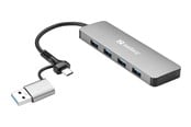 USB Hub - Sandberg 4-Port USB Hub USB Hub - USB 3.0 - 4 porte - Silver - 136-63
