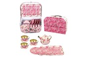 Lekkök och tillbehör - Magni Tea set in suitcase - pink flowers - 3903