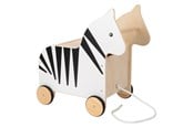 Barnrummet - Small Foot - Wooden Toy Box and Zebra Wildlife Pull Figure - 12425