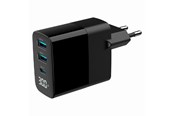 Mobile - Adapters & Chargers - Gembird Universal GaN USB charger with LCD QC 3.0 & POD 30W 3-port - Black - TA-UC-PDQC30LCD-BK-02