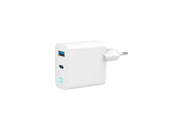 Mobile - Adapters & Chargers - Gembird Universal GaN USB charger with LED QC 3.0 & PD 65W 2-port - White - TA-UC-PDQC65L-W-01