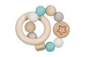 Babyleksaker - Goki Wooden Gripping Ring Star Light Blue - 65243