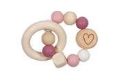 Babyleksaker - Goki Wooden Gripping Ring Heart Pink - 65244