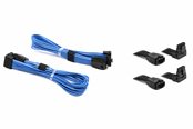 Strömkabel (intern) - DUTZO Sleeved PCI-E 12V-2x6 förlängningskabel tvåpack - Lock pin up & down - Blå - DSC-PCEP30TPBLU