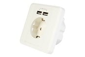 Övriga kablar - Gembird EnerGenie EG-ACU2A2-01 - power socket-outlet - 1 gang - 1 power socket 2 USB sockets - EG-ACU2A2-01