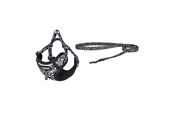 Hundar - Dogness walking set leash+harness for dog (black and white) - DOG SET BLACK