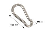 Säkerhetsutrustning & Arbetskläder - Home>it fireman's snap hook Ø10 x 100 mm stainless steel 2 pcs. - 20469