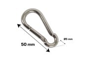 Fästen & gångjärn - Home>it fireman's carabiner Ø5 x 50 mm in stainless steel 2 pcs. - 20463