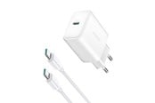 Mobile - Adapters & Chargers - Joyroom JR-TCF24 USB-C PD 30W QC SFC network charger - white + 1m USB-C cable - 6956116724801