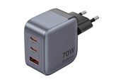 Mobile - Adapters & Chargers - Vention GaN USB-C+C+A 70W Charger (Gray) - FEXH0-EU