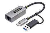 Nätverkskort (adaptrar osv.) - StarTech.com 2.5GbE USB-C to Ethernet Adapter with USB-A Converter - network adapter - USB-C 3.2 Gen 1 / Thunderbolt 3 - 10M/100M/1G/2.5 Gigabit Ethernet - U2GA-USB-C-ETHERNET