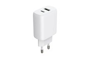 Mobile - Adapters & Chargers - GEAR Charger 220V 1xUSB-C + 1xUSB-A PD/PPS 30W + 18W QC - White - 665134