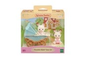 Docka, bamse och tillbehör - Sylvanian Families Chocolate Rabbit Twins Set with Pram - 5432