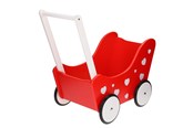 Docka, bamse och tillbehör - Playwood Doll's Pram Red with Hearts - PW 2346