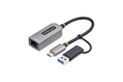 Nätverkskort (adaptrar osv.) - StarTech.com USB-C to Ethernet Adapter w/USB-A Adapter Realtek RTL8153B - network adapter - USB-C 3.2 Gen 1 - Gigabit Ethernet - C21GA-USB-ETHERNET