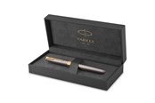 Skriv- och ritverktyg - Parker Sonnet Rollerball Pen | Grey Lacquer with Gold Trims | Fine Stainless Steel Point | Black Ink Refill | Gift Box - 2213678