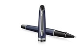Skriv- och ritverktyg - Waterman Expert Rollerball Pen | Metal & Blue Lacquer | Chiselled Cap | Black Ink | Gift Box - 2214208