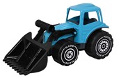 Utomhuslek - Plasto Tractor with frontloader. Turquoise. 32 cm - 1674000TUB