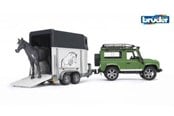 Leksaksbil - Bruder Land Rover Defender Station Wagon with horse trailer and horse toy - BR2592