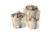 Decoration - NORDIC WINTER Christmas gifts w/lights - set of 3 pcs - white - 780-051