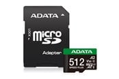 Flashram & USB Flash Drives - A-Data Speed Plus MicroSD/SD - 180MB/s - 512GB - UD512GUI3V30A2SP-RA1