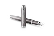Skriv- och ritverktyg - Parker IM Writing Rituals Fountain Pen | Grey Finish with Gradient | Chrome Trims | Fine Nib | Blue Ink | Gift Box - 2203896
