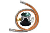 Grill & tillbehör - cozze Regulator w/manometer 30 BAR DK-NO-FI-IS 1.1M Steel flex hose Safety manometer for "leak" test. Easy 1/4" thread mounting. - 90800