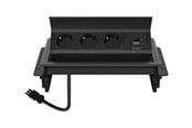 Strömkabel (extern) - Deltaco OFFICE - power strip - 1x21W A+C USB GST18 cable connector in-desk flip-up - GT-1400