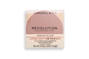 Smink - Makeup Revolution Conceal & Fix Vegan Loose Setting Powder, Medium Yellow, 13 g - 5057566150989