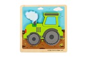 Pusselspel - Bigjigs - Wooden Puzzle Tractor with Removable Shapes 5pcs. Trä - 37023
