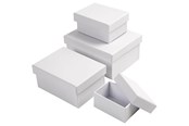 Konst- och hantverksmaterial - Creativ Company - Rectangular Boxes White with Lid 4 pcs. - 264050