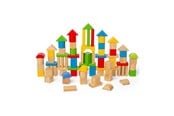 Babyleksaker - Bigjigs Wooden Coloured Building Blocks 80pcs. - 37001