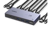 KVM switch - UGREEN 8K HDMI KVM Switch 4 USB 3.0 Ports (3 USB-A + 1 USB-C) 2 HDMI Cables 2 USB Cables and Controller - 25961-UG