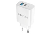 Mobile - Adapters & Chargers - Forever 30W charger 1 x USB-C PD & 1 x USB-A QC white - GSM172201