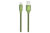 USB-kabel - GreyLime Braided USB-A to MFi Lightning Cable Green 1 m - C21AL1M03