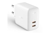 Mobile - Adapters & Chargers - Aukey PA-B4 Omnia Duo 65W Dual-Port PD Wall Charger with GaNFast Tech - PA-B4 White