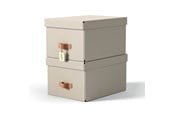 Arkivering & Förvaring - Leitz Puro förvaringslåda med lock, medium, 17 liter, 100% återvunnen kartong, 2-pack, beige - 61490012