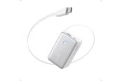 PowerBank - Anker Nano Power Bank (10K 45W Built-In Retractable USB-C Cable) - White PowerBank - Vit - 10000 mAh - A1638H21