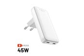 Mobile - Adapters & Chargers - FIXED Slim Travel Charger 2x USB-C 45W EU/UK/USA/AUS White - FIXCG45S-2CD-WH
