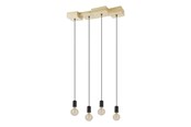 Lampor - EGLO HALKIN PENDANT 4L E27 SVART/TRÄ FSC - 43799