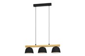 Lampor - EGLO SHERBURN LÅNGBORD 3L E27 SVART/TRÄ FSC - 43739