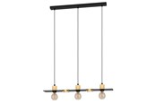 Lampor - EGLO BRAMERTON LONG TABLE 3L E27 SVART/TRÄ FSC - 43752