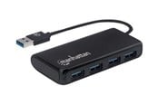 USB Hub - IC INTRACOM Manhattan USB-A 4-Port Hub 4x USB-A Ports 5 Gbps (USB 3.2 Gen1 aka USB 3.0) Bus Power SuperSpeed USB Black Three Year Warranty Box USB Hub - 4 porte - Svart - M164900