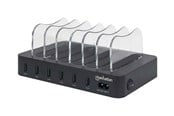 Batterier & batterigrepp - IC INTRACOM Manhattan Charging Station 6x USB-A Ports Outputs: 6x 2.4A Smart IC LED Indicator Lights Black Three Year Warranty Box - M102254