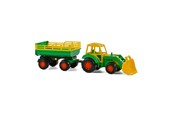 Leksaksbil - Cavallino Toys - Tractor with Front Loader and Trailer Green - 3008WD01