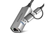 Nätverkskort (adaptrar osv.) - AXAGON Gigabit Ethernet Adapter USB-C+ USB-A - ADE-TXCA