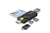 Flashram Reader & Adapter - AXAGON USB Smart Card / ID Card & SD / microSD / SIM Card PocketReader - CRE-SMP2A