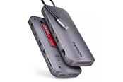 USB Hub - AXAGON Gen2Combo 12-in-1 USB-C 10 Gbps HUB USB Hub - USB 3.2 - 12 porte - Grey - HMC-12GM2