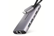 USB Hub - AXAGON Combo 6-in-1 USB-C 10 Gbps HUB USB Hub - USB 3.2 - 6 porte - Silver - HMC-6G2L